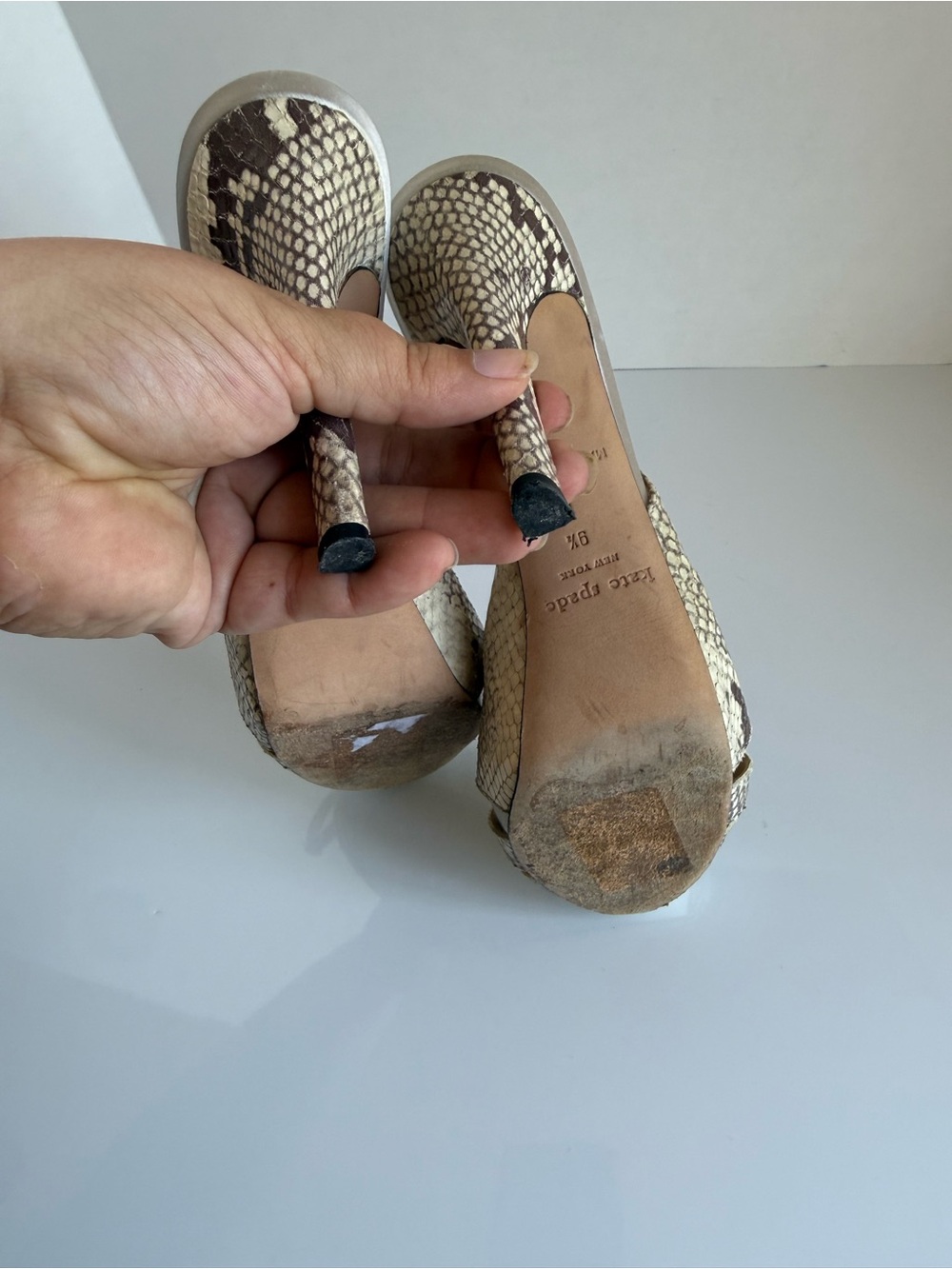 KATE SPADE Glenda Snake-Print Slingback Stilleto Heels in Beige and Brown 9.5 - Picture 6 of 9